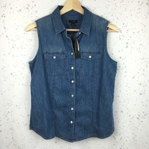 Talbot's Blue Denim Sleeveless Blouse ~ Size 8P